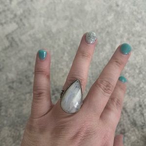 Large teardrop stone ring in size 8